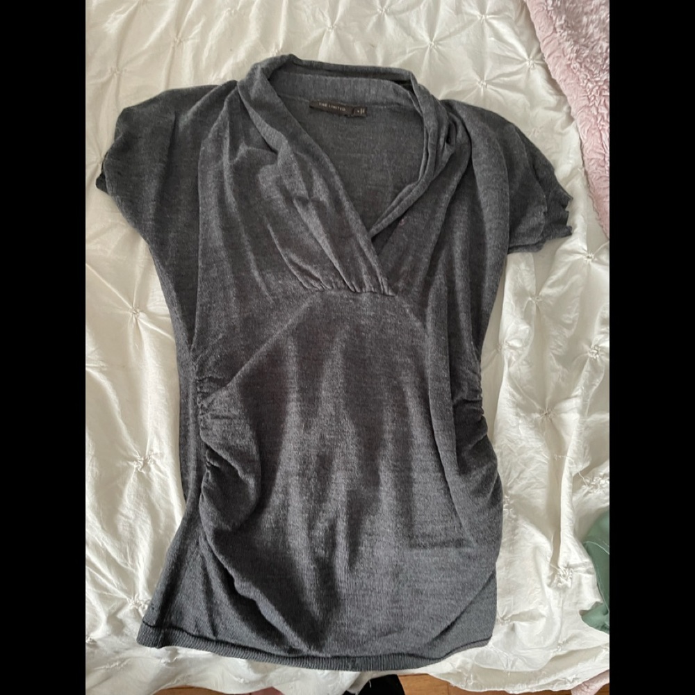 Wrap front empire waist sweater